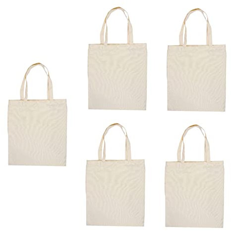 INOOMP 5stücke Canvas-einkaufstasche Wiederverwendbar Leinentasche Für Einkauf Einkaufstasche Aus Canvas Blankotasche Für Täglichen Gebrauch Einkaufstasche Mit Robustem Griff