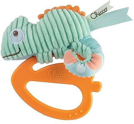 Chicco Sonajero Camaleón My Sweet Dou Dou de Tela, Sonajero Bebés Tejido Suave y Plástico Óptimo para Dentinción, Juguetes para Bebés y Recién Nacidos, Camaleón, Colores Neutros