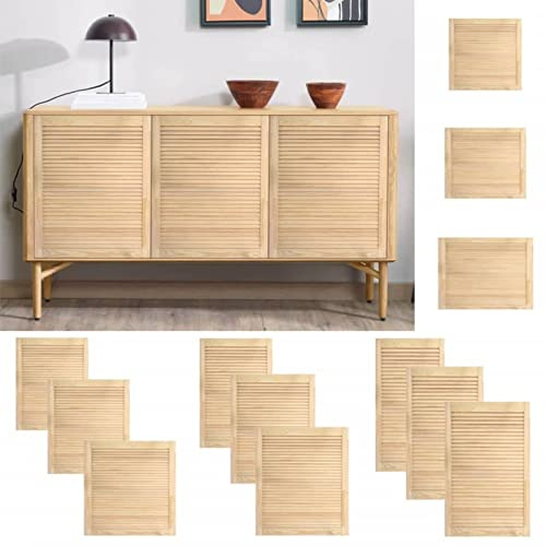 Homgoday Puertas de Armario de Madera de Pino con Diseño de Lamas - Decoración y Ventilación - 4 Unidades