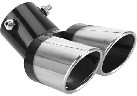MOCNT Auto Auspuff Endrohr Edelstahl Auspuffblende Endrohr Schalldämpfer Auspuffrohr Universell Auspuffspitze Doppelendrohr Auspuffendrohr Biegen Silber 63mm