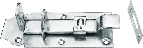Connex Schlossriegel – verzinkt – 60 x 160 mm – Mit Schließblech | gekröpft – Tür-Riegel – Klinke – Schiebeschloss – Griff zum Abschließen – Türschloss – Beschlag – 160 mm – 60 x 160 mm
