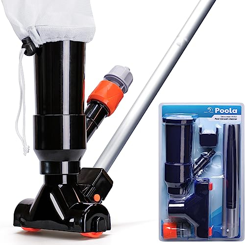 Poola Aspirateur de Piscine - Nettoyage du Sol de la Piscine - Manche 5 pièces Inclus (140cm) - Aspirateur de Fond - Aspirateur de Piscine - Nettoyeur de Piscine - Convient pour Jacuzzi (Noir)