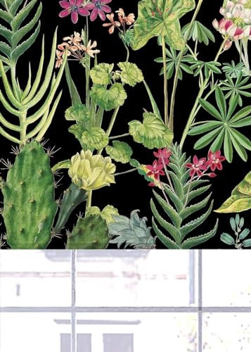 Lister Cartwright Tropical Plants Design Blackout Roller Blinds Windows Blind Easy Fit Child Safety Included (Black, 60 cm Width x 160 cm Drop)