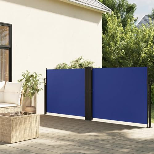 Rantry Toldo lateral retráctil, color azul, 100 x 600 cm, lona de privacidad para exterior, toldo para jardín balcón, toldo para exterior, toldo lateral para terraza exterior