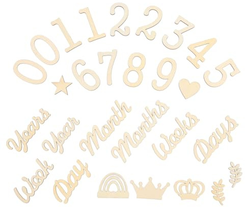 Amosfun Holzkarten Baby Wachstum Plakette 28-teiliges Baby Zeichen Kit Neugeborenen Für Baby Monate