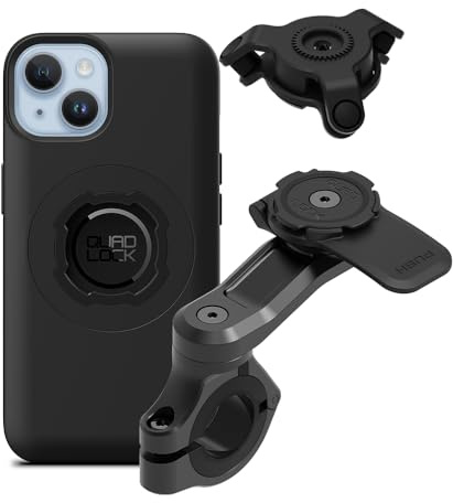 Quad Lock Motorcycle Handlebar Phone Mount PRO Kit with Vibration Dampener and iPhone 14 MAG Case