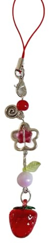 ohodhmnu Niedlicher Anhänger, Taschenanhänger, tragbare Handykette, Erdbeerform, stilvoller Handy-Schmuck, Handy-Anhänger für Partys und Versammlungen, rot