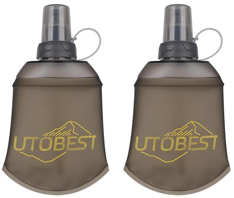 UTOBEST Lot de 2 bouteilles d'eau souples de 150 ml - Anti-fuite, pliable, en TPU de qualité alimentaire, sans BPA, faciles à nettoyer - Pour randonnée, cyclisme, escalade, marathon