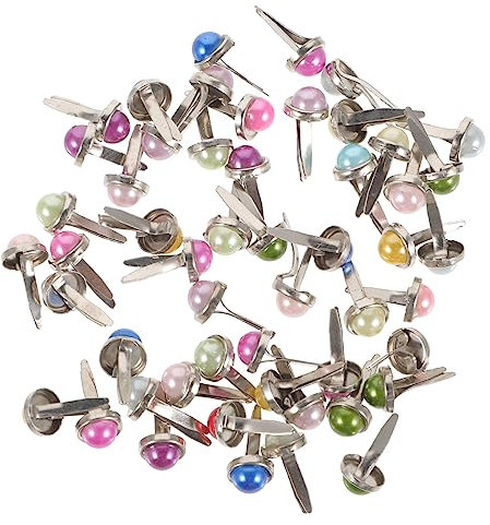 Lurrose 50stücke Mini Metall Pearl Brads Bunte Scrapbooking Papier Befestiger Verzierungen Basteln DIY Handarbeit