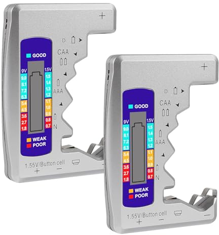 AITRIP 2pack Universal Battery Tester Checker, Digital Battery Capacity Level Tester for C AA AAA D N 9V 1.5V Button Cell Small Mini Batteries