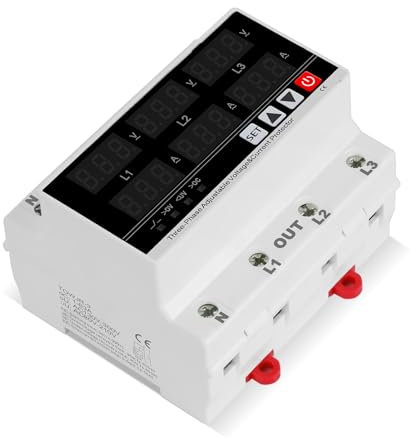WNXGNHO per L'utilizzo Elettricità Misuratore Potenza Digitale Trifase su Guida DIN Voltmetro Amperometro Protezione da Sovracorrente Regolabile