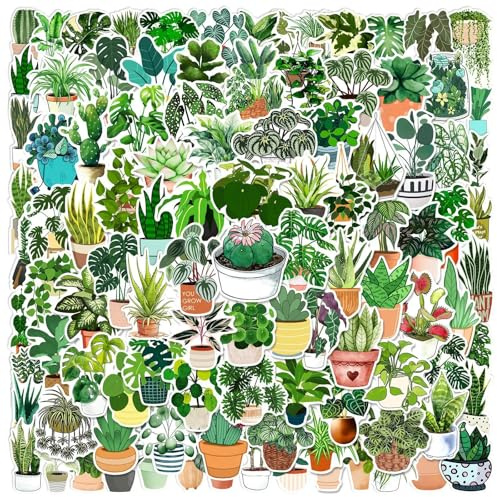 Luzhans 100PCS Green Botanical Nature Stickers Pack for Water Bottles Laptop Journaling Aesthetic Floral Decals Waterproof Vinyl Stickers