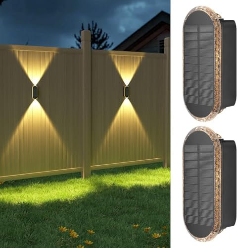 Lampe Solaire Exterieur Applique: Lot De 2 Up and Down LED lumiere Murale Jardin 1200mAh - IP65 Étanche Avec 3000K/4000K/6500K - Éclairage Puissant Pour Clôture Patio Terrasse
