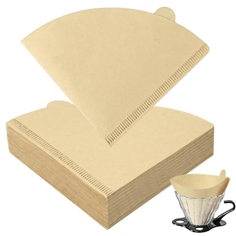HOTUT 100 Pezzi Filtri per Caffè, A Forma di V Filtri Caffe Americano Taglia 02, Non Sbiancato, 100% Naturale Carta Filtro Cono Caffè Accessori, per Casa Ufficio Tazza con Filtro Filtro Manuale