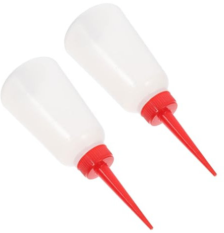 Anneome 2pcs Plastic Oil Dispenser Bottles for Sewing Machines 250ml Red Nozzle Applicator for Machine Oil for Embroidery and Automotive Use