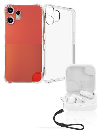 2-in-1-Schutzset: TPU-Schüthülle für Nothing CMF Phone 2 Pro, Silikon Schüthülle CMF Buds 2 Wireless Earbuds - staubdicht, stoßfest, mit Umhängeband, Weiß