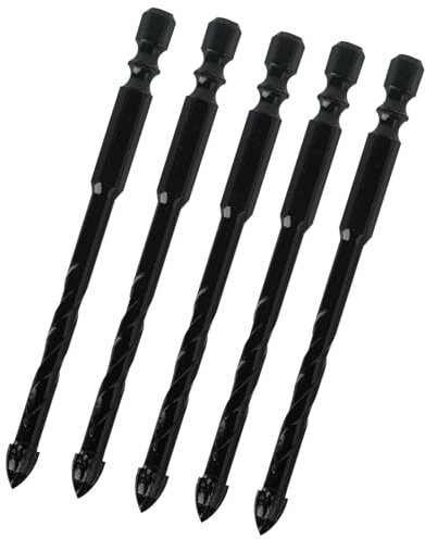 5 Piezas 8mm Taladro de Acero de Tungsteno, Brocas de para Azulejos y Vidrio, Brocas Profesionales de para Cerámica, Mampostería, Plástico, Madera, y Metales Blandos (8mm)