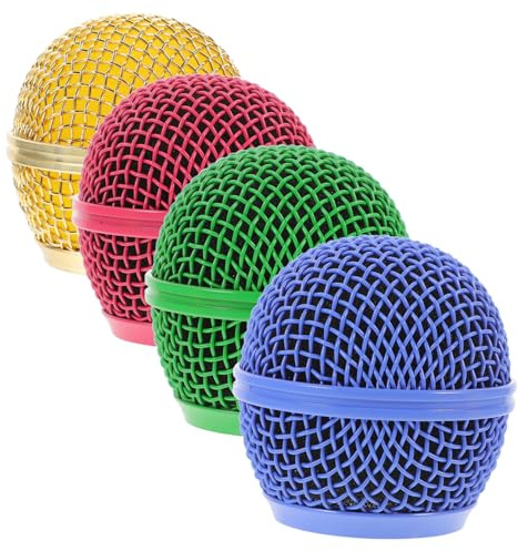 BESPORTBLE 4pcs Microphone Grill Replacement Mesh Cover, Metal Mic Head, Pack for Frequent Use, Replacement Microphone Grille Mesh Accessory