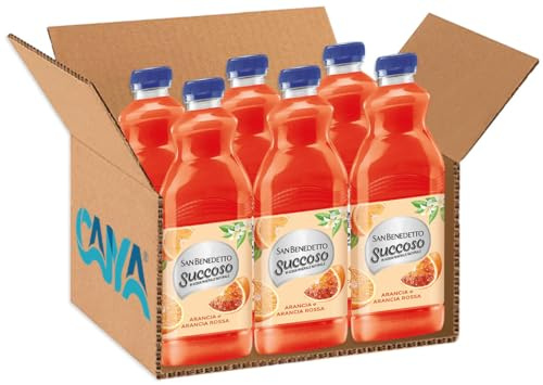Succoso ARANCIA ROSSA gusto di Arancia e Arancia Rossa, Formato Batik, Succo di Frutta 1,5L (2025) [BOX con 6 Bottiglie]
