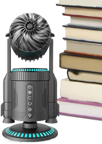 Generico Ventilateur de table, ventilateur personnel puissant pour bureau | rotatif à 5000 tr/min forme fusée silencieuse avec circulateur d'air avec lumière pour école bureau à domicile