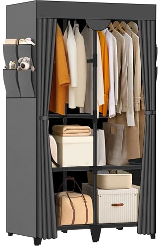 Jofuler Wardrobe Closet, Quick and Easy Assembly, Gray Portable Closet