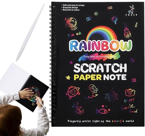 Generisch Kratzbücher Für Kinder - Zeichenblock Zum Malen | Pädagogisches Kratzbuch Mit Holzstift Für Unterwegs Kindergarten Und Zuhause