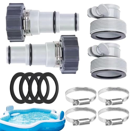 Krmoau Pool Hose Adapter | Swimming Pool Hose Connector with Clamp and Sealing Disc | Replacement Part for Drainage Backwash