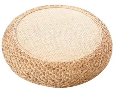 Zymjzbetic Meditationskuddar vävd halm puff tatami-matta runda golvkuddar rotting meditationskudde yoga bekväm sittplatser (typ 2, 60 x 60 cm)