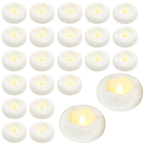 Plastic Water Activated Candle Light,Waterproof Warm White LED Floating Candles for Bathtub Swimming Pool Fountain(24)