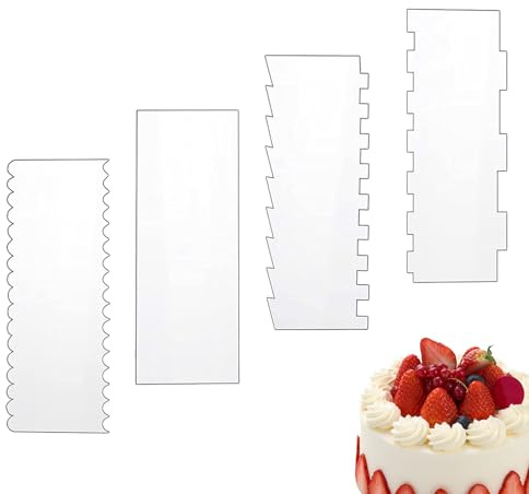 Raschietto Torta Acrilico,Raschietto 4 Pezzi Resistente Alla Lavastoviglie - Spatola Piana Liscia in Acrilico | Per Appassionati E Principianti Per La Cottura Domestica All'Interno E La Glassa Al Burr