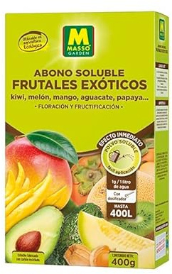 Abono Frutales Exóticos Soluble Ecológico 400 g | Fertilizante NPK 8-7-6 + Magnesio para Aguacate, Kiwi, Mango, Papaya, Kaki y Physalis | Máxima Floración y Frutos de Calidad ECO | Nexum Market