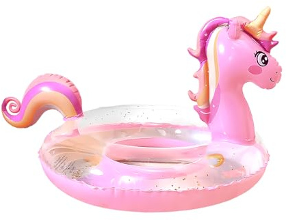 HYZYWON Salvagente Bambini, Salvagente Unicorno, 70 cm, Ciambella Gonfiabile, Giochi Piscina, per Piscina e Spiaggia (I70)