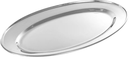 Buckingham Mirror Polish Oval Serving Tray Heavy Gauge Plate Stainless Steel Durable Meat Platter for Restaurant Catering Parties Buffet BBQs and Everyday Large Dining (35 Cm)