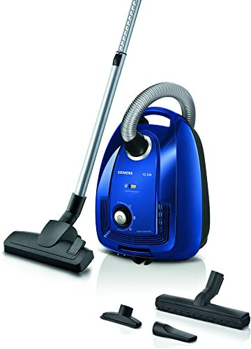 SIEMENS VSC3320, iQ300, Aspirapolvere con Sacchetto, Blu, AllergyPlus Filter, Carbon Steel