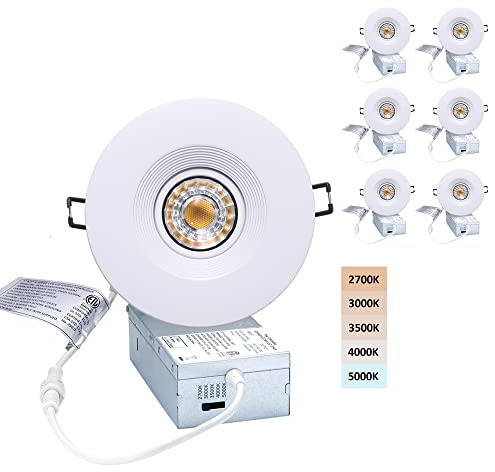 POPANU 4 Inch LED Recessed Lights 6 Pack, Adjustable Gimbal Downlight,White
