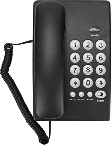 Zunate Teléfono Fijo, Escritorio con Cable, Botón Grande, Teléfono para Personas Mayores con Parpadeo/Rellamada/Silencio, Teléfono con Cable para Personas Mayores, Teléfono con Cable para(Negro)