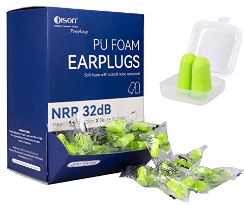 200Pairs Foam Earplugs, 32dB Disposable Noise Reduction Ear Plugs, Hearing Protection Bulk Ear Plugs for Shooting Range, Work, Travel,Concert Green