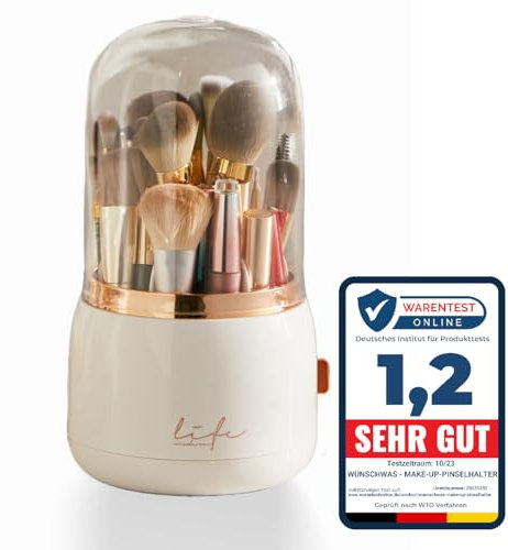 Stilvoller make up organizer - Perfekter organizer schminke mit 360° drehbarer Ordnung. pinsel aufbewahrung mit Deckel - Schöner makeup organizers für Schminktisch, Badezimmer und Schlafzimmer