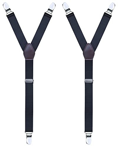 WannGe Herrskjorta Stays Adjustable Elastic Y-Style Garter Straps Socks Halkfria Clamps, svart, En Storlek