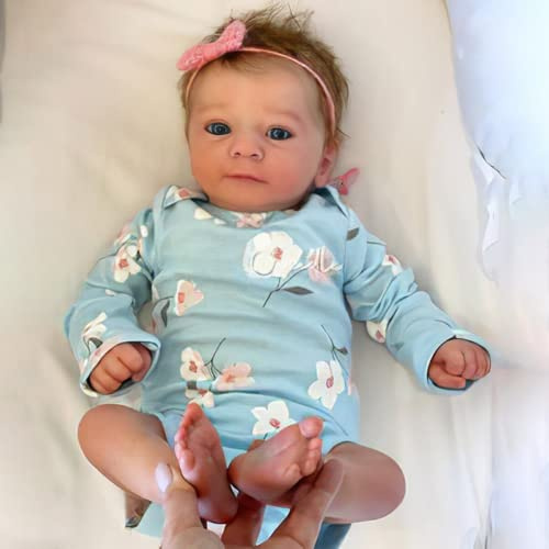 Lonian Reborn-babydockor, 48 cm (19 tum), realistisk babydocka med mjuk bomullskropp som ser ut som riktiga realistiska för tidigt födda babydockor, mjuka babyleksaker, för barn, bruna ögon