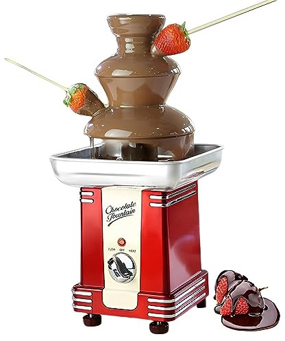QUTBAG Fuente de Chocolate eléctrica de 80 W, Juego de Fondue en Cascada de 3 Niveles con Base de crisol Caliente, máquina para sumergir y Compartir de Acero Inoxidable para Fiestas, Bodas, reuniones