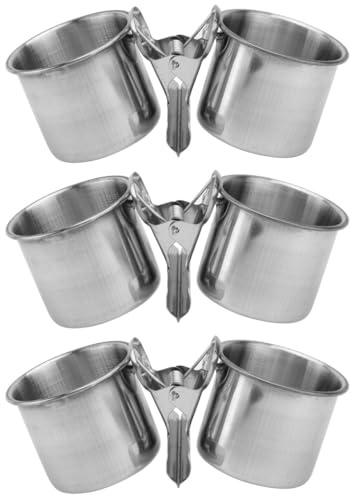POPETPOP Parrot Feeder Double Cups with Clip 3-Pack Bird Feeding Bowls for Food and Water Portable Hanging Bird Cage Feeder Bowls for Parrots and Macaws