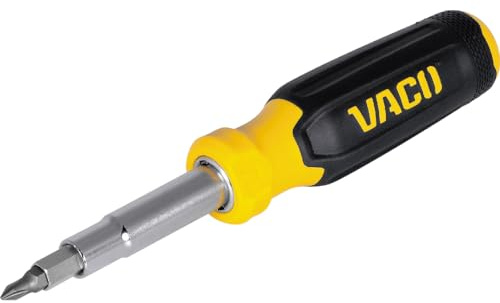 VACO VAC1110 11-in-1 Multi-Bit Screwdriver Set, 8 Phillips, Slotted, Square, Torx Screwdriver Tips and 3 Nut Driver Sizes, Comfort Grip Handle