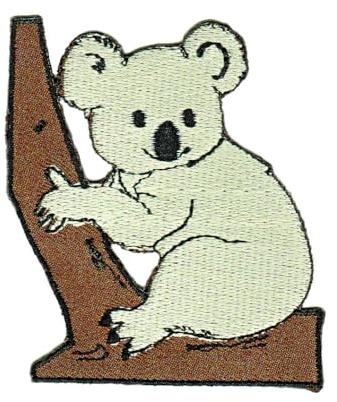 Koala Bär Aufnäher zum aufbügeln oder aufnähen Bügelbild Aufbügler für Kleidung gestickter Bügelpatch Applikation Australien Patch Größe 6,0 x 6,6 cm