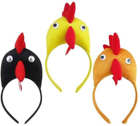 IMIKEYA 3 Stück Huhn Haarreif für Kinder und Erwachsene - Plüsch 3D Hahnenkamm Haarreifen lustige Stirnbänder Erwachsene als perfektes Hühner Kostüm für Ostern Cosplay Party Karneval