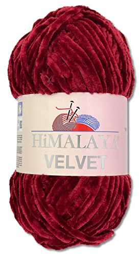 Wohnkult Himalaya 100 g Velvet Dolphin Wolle 40 Farben zur Auswahl Chenille Strickgarn Flauschgarn Glanz Accessoire Kleidung Decken (90022 | Kirschrot)