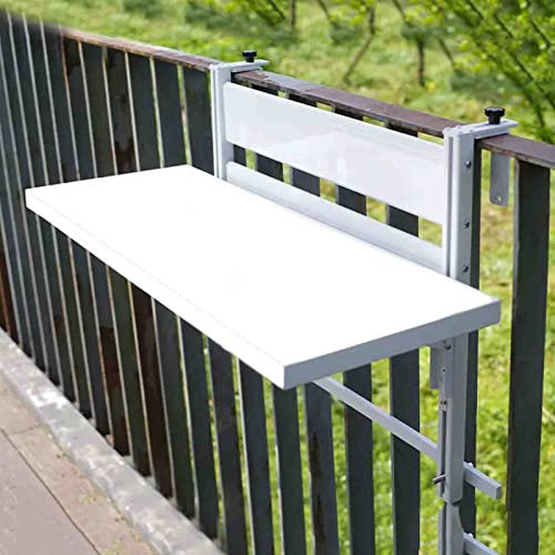 Hängetisch Balkon, 80 cm Klappbarer Balkon-Stehtisch für Geländer, wetterfest, herunterklappbare Arbeitsplattenverlängerung, wandmontierte Garten-Beistelltische für den Außenbereich, Balkonzubehör