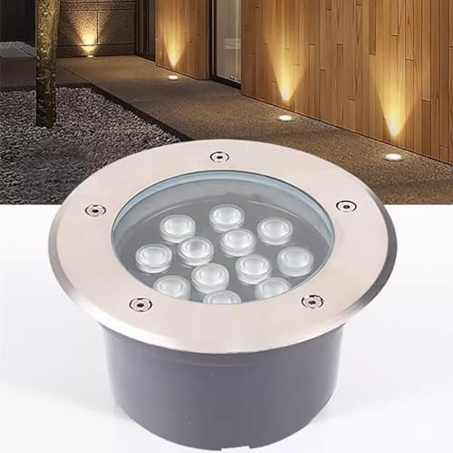 Lumière Jardin Enterré - Spot Encastrable LED Exterieur, Éclairage chemin d'éclairage au sol rond AC 220 V, projecteur sol intégré étanche IP67, lampadaire pelouse/terrasse/jardin(Warm White color,3W)