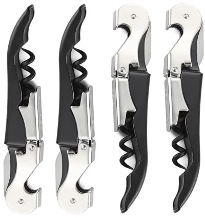 Professional Waiter Corkscrew Wine Openers Set (4 Packs), Three-in-one, Corkscrew, Bottle Opener and Foil Cutter, Great for Kitchen, Restaurant, Bars, Bartenders (Black)
