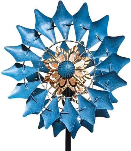 Solare Metall-Windspinner für Außenbereich, Gartendekoration